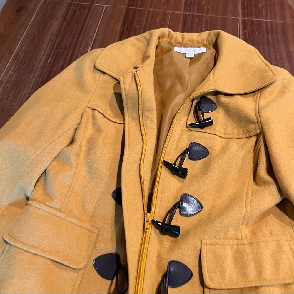 New York & Co Women’s Gold Wool Blend Jacket Coat Horn Toggles Size Medium - Picture 6 of 10
